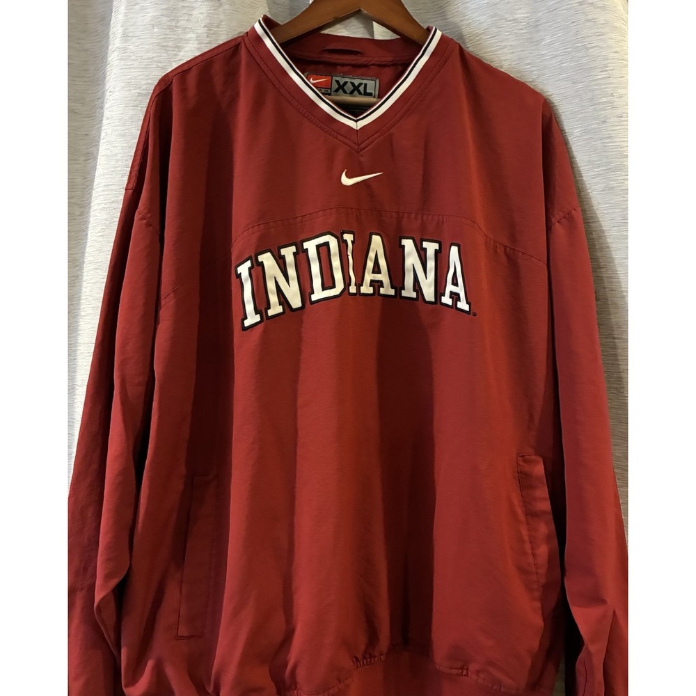 Nike Team Indiana Hoosiers Pullover Windbreaker Jacket Red XXL Center Swoosh - Picture 3 of 9